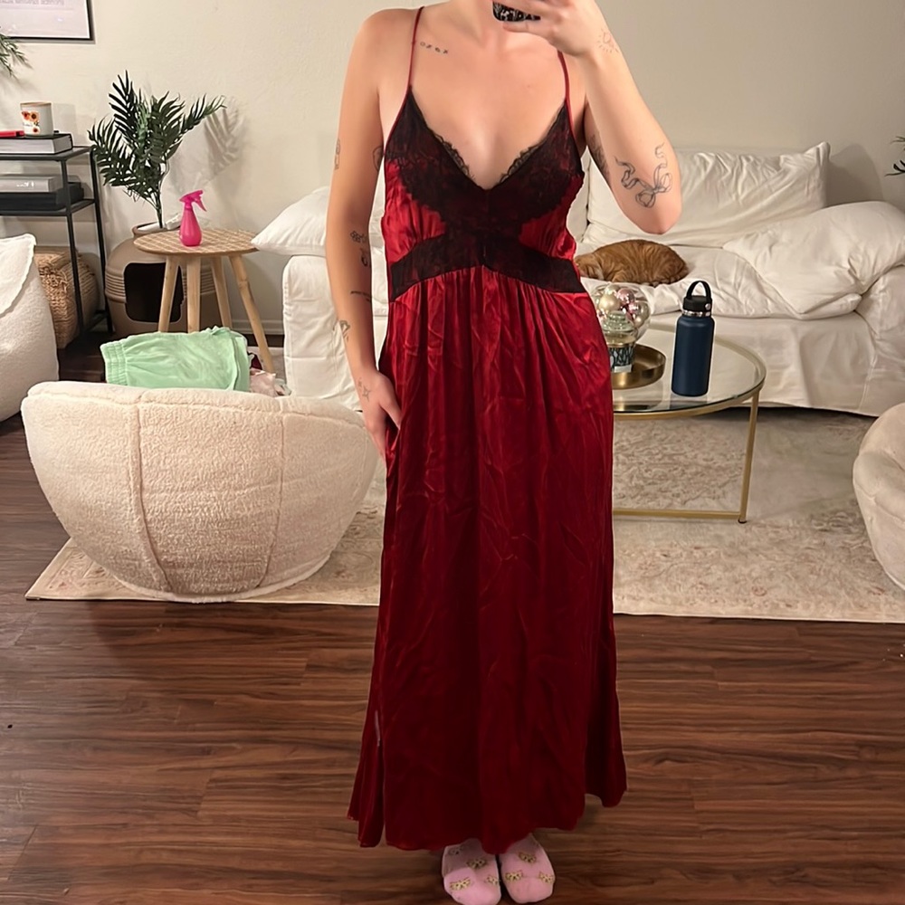Zara Red and Black Maxi Dress